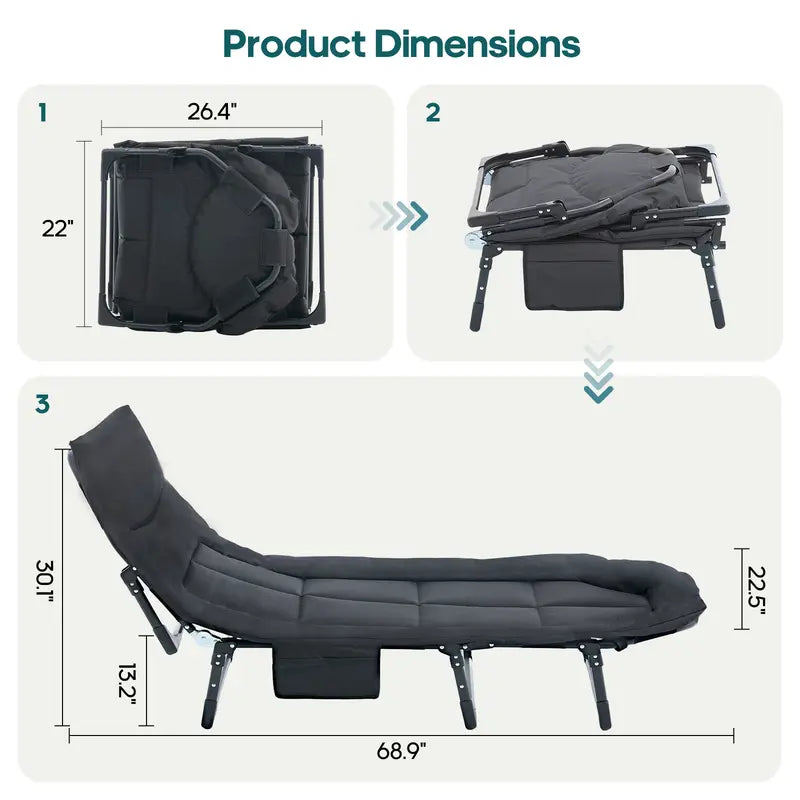 6-Position Adjustable Folding Camping Cot with Mattress 450ibs– 550lbs Upgraded version