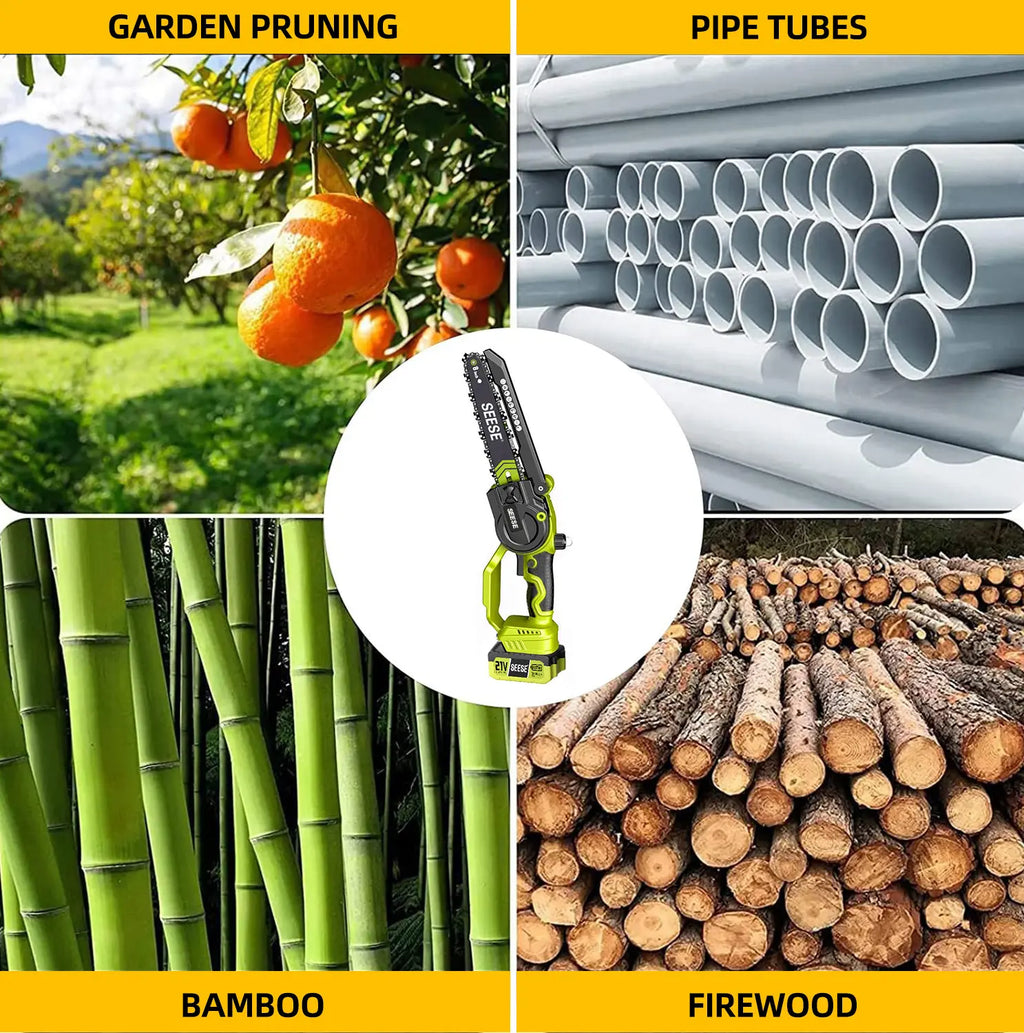 2-in-1 8" Brushless Mini Chainsaw & Pole Saw, Cordless Tree Pruner with Extension Pole