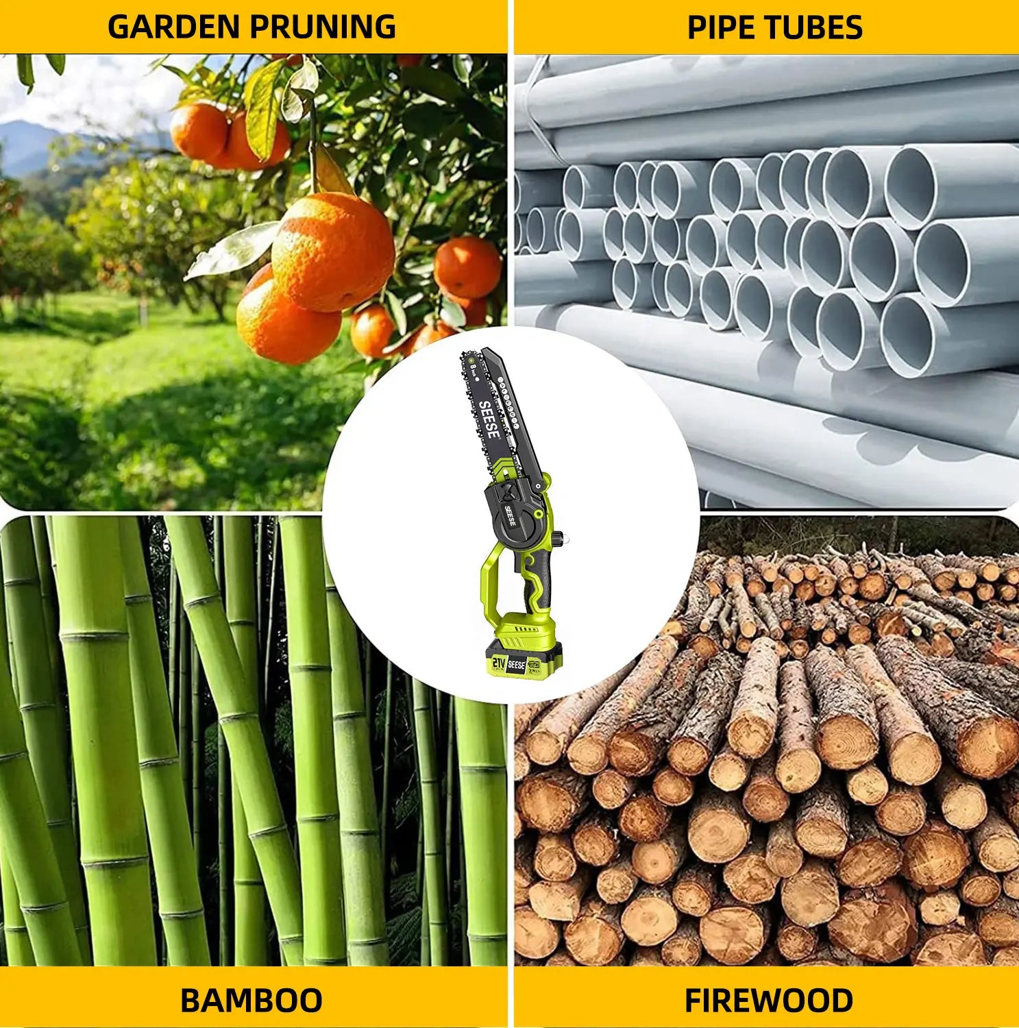 2-in-1 8" Brushless Mini Chainsaw & Pole Saw, Cordless Tree Pruner with Extension Pole