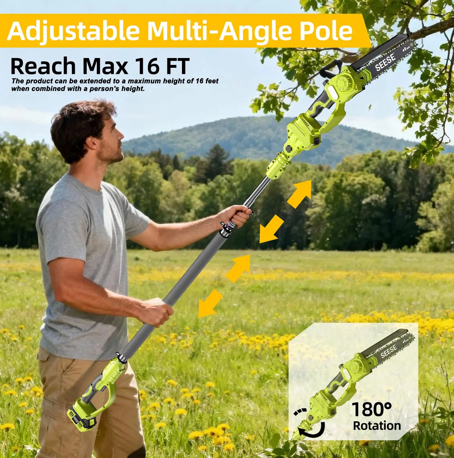 2-in-1 8" Brushless Mini Chainsaw & Pole Saw, Cordless Tree Pruner with Extension Pole