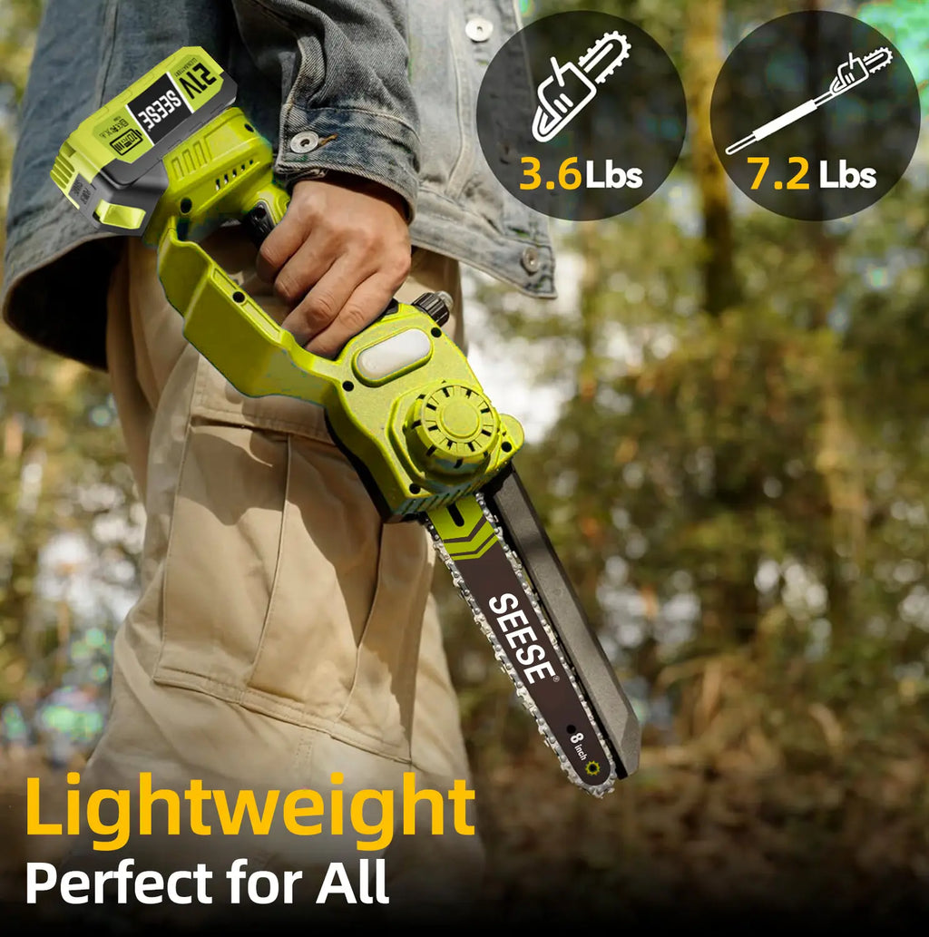 2-in-1 8" Brushless Mini Chainsaw & Pole Saw, Cordless Tree Pruner with Extension Pole