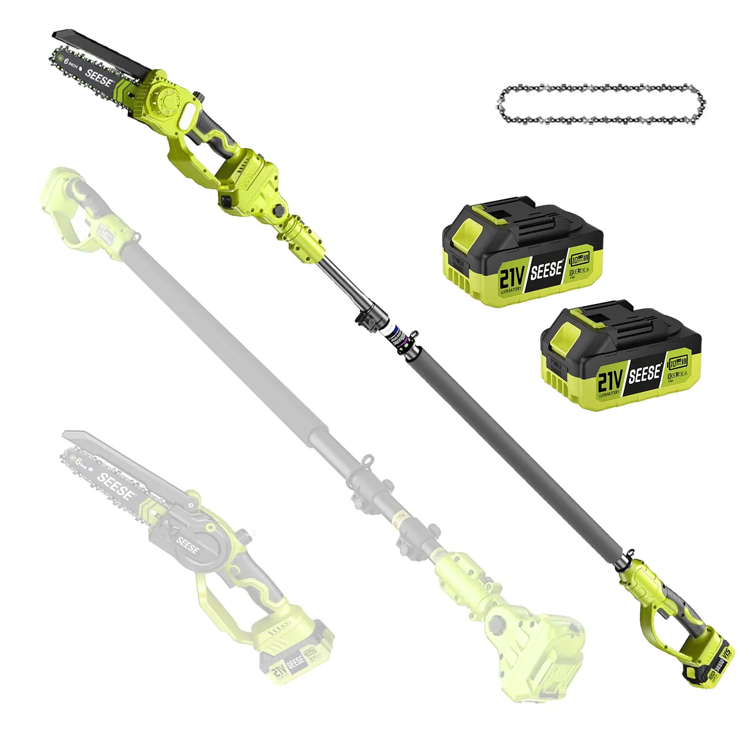 2-in-1 8" Brushless Mini Chainsaw & Pole Saw, Cordless Tree Pruner with Extension Pole